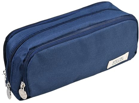 Rieoany Pencil Box with 4 Compartments, Large-Capacity Pencil Case, Primary School Student Pencil Bag, Stationery Organizer, Navy Blue