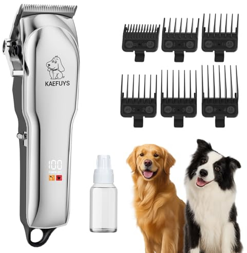 Professionelle Hundeschermaschine – Wiederaufladbarer Tierhaarschneider für Hunde & Katzen, Kabellos & Leise, Komplettes Grooming-Set für dickes Fell