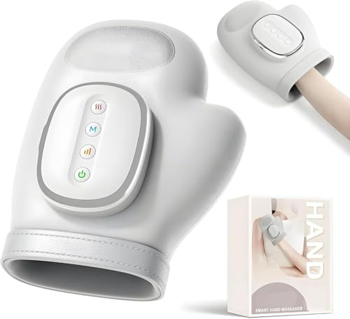 Masajeador De Manos - Guante De CompresióN PortáTil,Masajeador De Manos Con CalefaccióN,5 Intensidades Y 3 Modos,MáQuina De Masaje De MuñEca Con Temporizador AutomáTico