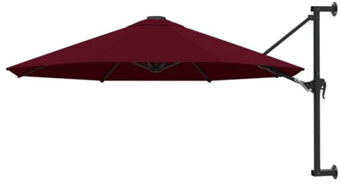Parasol mural - Diamètre : 300 cm - Mât en métal bordeaux - Résistant aux UV - Inclinable - Pour l'extérieur - Protection solaire - Voile d'ombrage