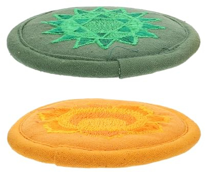 Amosfun Set 2 Pezzi Cuscini per Ciotola Sonora in Cotone Ricamo, Tappetini Arrotondati Leggeri e Facili da Trasportare, Accessori per Ciotole Buddha per Meditazione
