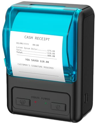 MHTMILESTONE Tragbarer Bluetooth Bondrucker 58mm, 1800mAh Thermodrucker für Rechnungen & Quittungen, Kompatibel mit Android iOS für Restaurant und Laden