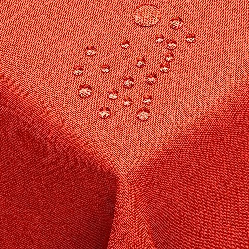 DecoHomeTextil Leinen Optik Tischdecke Eckig 130 x 130 cm Orange | wasserabweisend, fleckenabweisend, abwaschbar, Lotuseffekt
