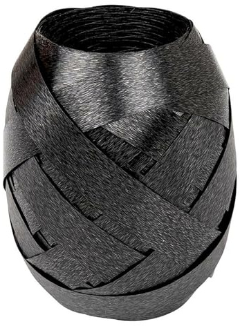 PARTY DISCOUNT Geschenkband, Polyband, 10mm Breite, 30m, schwarz, Schleifenband für Präsente, Deko, Basteln
