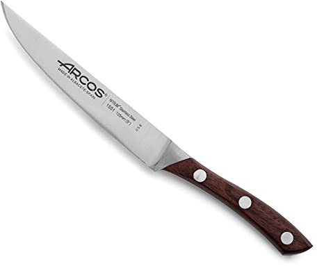 Arcos Serie Natura - Cuchillo de Verduras - Hoja de Acero Inoxidable Forjado NITRUM 125 mm - Mango de Madera Palisandro color marrón