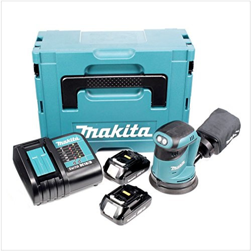 Makita DBO 180 18 V agli ioni di litio Levigatrice orbitale + caricatore DC 18 SD + 2 X 2,0 AH batteria + Makpac 2 con inserto