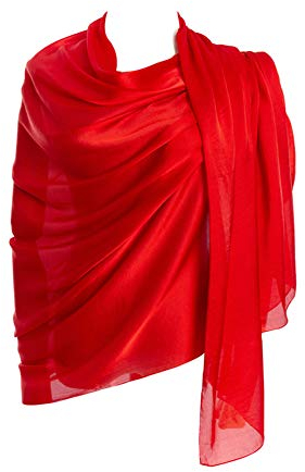 CYZLANN Damen-Schals, 100 % Seide, lange, leichte Schals für Damen, Rot/Ausflug, einfarbig (Getaway Solids)