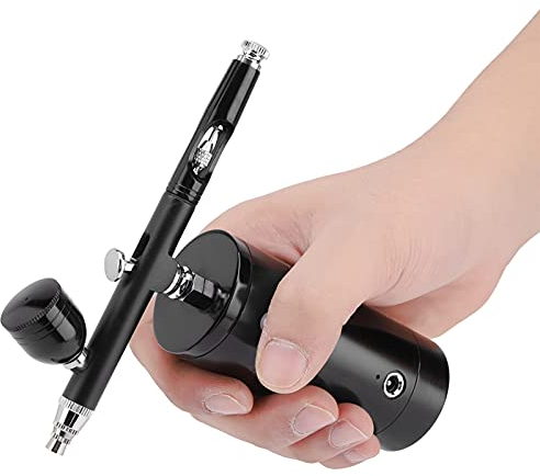 FTVOGUE Mehrzweck Luftkompressor Set für Airbrush Doppelaktion Düse 0.3 mm Kapazität 7 CC Sprühpistole Tragbare Luftbürste Akku Ladegerät
