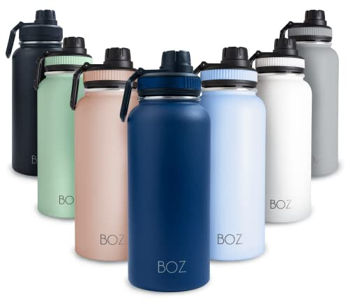 BOZ Borraccia Termica 1 Litro in Acciaio Inossidabile a Doppia Parete (Blu), Bottiglia Termica per Bevande Fredde e Calde, Borraccia Acciaio Inox Priva di BPA, Thermos Senza Retrogusto Metallico