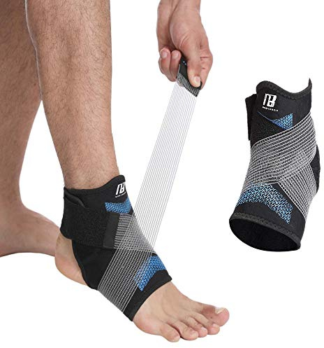 Bodyprox Knöchelbandage für Frauen und Männer, Knöchelstütze mit verstellbarem Kompressionsriemen für verstauchte Knöchel, Verletzungserholung und mehr (M)
