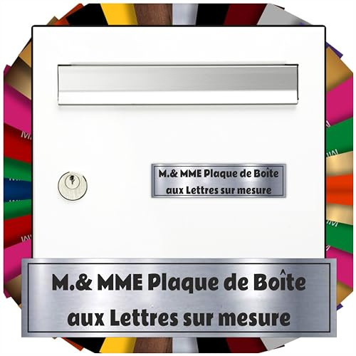 Plaques A Graver Plaque Boîte aux Lettres Personnalisée DECO1 avec Cadre – Nom Gravé 1 à 3 Lignes – PVC Adhésif Anti-UV Usage Extérieur – 100x25mm