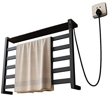 CUTTE Sèche Serviettes Intelligent en Acier Inoxydable Robinets De Salle De Bains Porte Serviettes Chauffant électriquement Porte-Serviettes Stérilisant,Black,Right