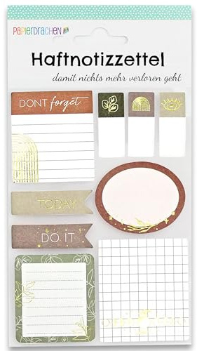 Papierdrachen Bullet Journal Sticky Notes - Uni - 9 verschiedene Blöcke Haftnotizen | Klebezettel | To do Wochenübersicht | viele hilfreiche Notizzettel für dein Notizbuch - Set 4