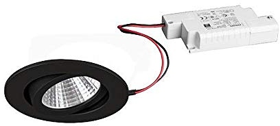 Brumberg LED Einbaustrahler-Set inkl. Konverter, IP20, rund, 230V, 7W 3000K 740lm 38°, schwenkbar 30°, dimmbar, Schwarz