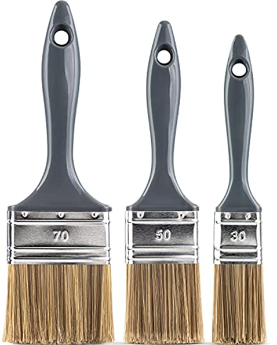 Flachpinsel Set 3-teilig – 30mm, 50mm, 70mm - für Lacke, Lasuren & Farben