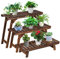 GIANTEX Scaffale per Piante, Espositore a Scala per Fiori a 3 Ripiani in Legno, Design Staccabile Durevole per Giardino/Balcone/Cortile (70x25x53cm)