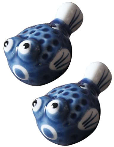 BESTonZON Stäbchen Halter Keramik Japanischer Stil Kugelfisch Form Essstäbchen Ablagen Stäbchen Kissen Stäbchenbänke Essstäbchen Rest Löffelablage für Restaurant Zuhause Tischdeko 2 Stück Dunkelblau