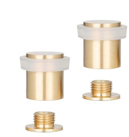EVI Herrajes | Lot de 2 Butées de Porte en Laiton | Ø20x25mm | Finition Mate- Caoutchouc Blanc | Installation par vis | Mod. 180LMT