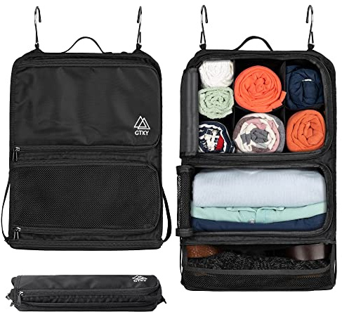GTKY: Koffer Organizer für Kabine und Rucksack, hängend, zusammenklappbar und kompakt, platzsparend, für Reisen, Wohnmobil, Camping