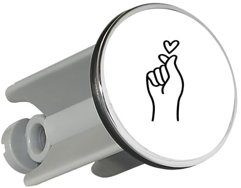 Huuraa Waschbeckenstöpsel K-Pop Fingerherz Zeichen Geschenk | Universal Stopfen 4cm höhenverstellbar Abflussstopfen Geschenkidee Stöpsel mit Motiv für das Waschbecken