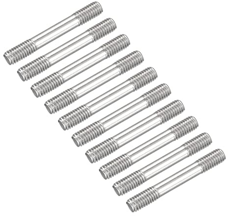METALLIXITY Double Terminal Goujon Vis (M6 Filetage 45mm Longueur) 20Pcs 304 Inox Acier Double Fileté Barre Boulons - pour Maison Entretien