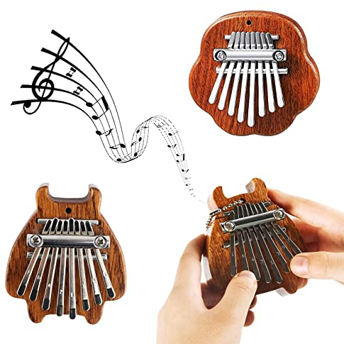 Kalimba Instrument Percussion Instrumente Mini Daumenklavier 2 Stück Thumb Piano Marimba Klavier Musikinstrumente für Kinder ab 1 Jahr Calimba Mahogany Finger Piano Marimbaphon (8 Keys)