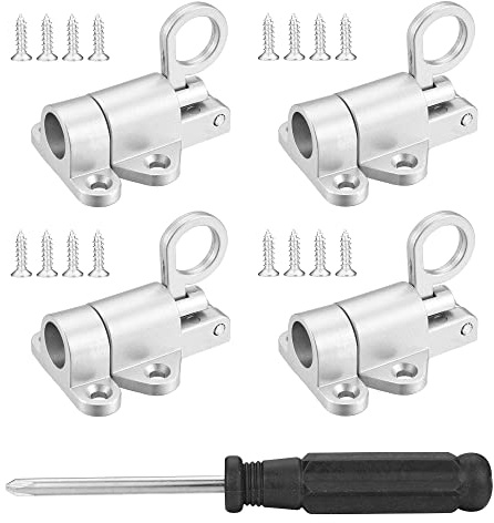 Lpraer 4pcs Klein Türriegel Verriegelung Federverriegelung Automatische Torriegel Spring Riegelschloss mit Schrauben und Schraubendreher für Fenster Holztüren Schranktüren Gartentüren, Silber