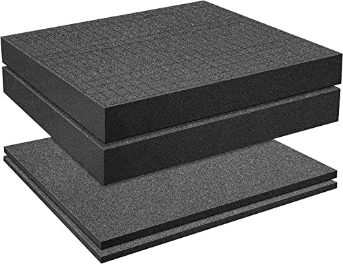Rasterschaumstoff Würfelschaum, 2 Stück 400x300x50mm/2 Stück 400x300x10mm | Werkzeugkoffer Kamerakoffer Schaumstoff,Koffereinlage,Tabletop Miniaturen,Werkzeug
