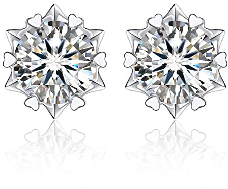 MomentWish Moissanite Ohrringe Silber 925 Ohrstecker Damen Diamant Stecker | 1-4 Karat Ohrring Damen Echt Silber Hypoallergen Schmuck Geschenk für Frauen Weihnachten Valentinstag 4/5/6.5/7.5/8mm
