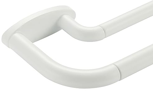 Tringle double réglable en métal pour rideaux occultants de 122 à 213,5 cm, tringle avant de 1,9 cm et tringle arrière de 1,6 cm, design enveloppant, blanc mat