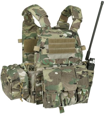 KRYDEX GEAR Taktische Weste, Taktische Plate Carrier Schnellverschluss System Airsoft Weste Verstellbarer MOLLE Platten Träger Brustschützer