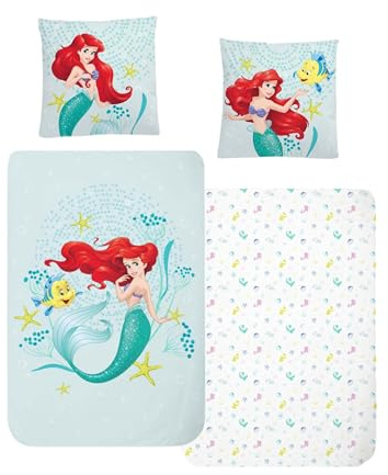 MTOnlinehandel Ropa de cama de franela de 135 x 200 cm, franela para niña, princesa Ariel, sirena, suave para invierno, 1 funda de almohada de 80 x 80 cm + funda nórdica de 135 x 200, 100% algodón