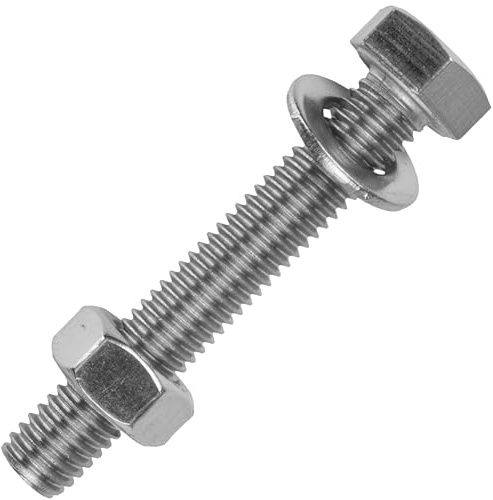 Sechskantschrauben M16x50 mm inkl. Sechskantmuttern & Unterlegscheiben M16 aus Edelstahl A2 (5 Stück) | Maschinenschrauben - Edelstahlmuttern - Beilagscheiben von MESAROS®