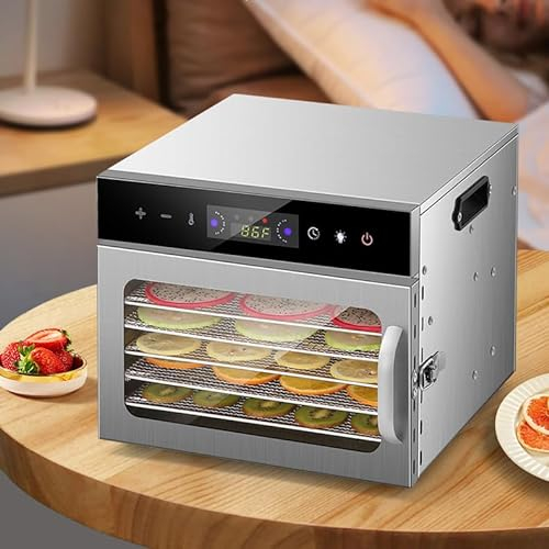 WDDEYYDS Deshidratador de Alimentos de Acero Inoxidable, deshidratador de Setas, deshidratador de Frutas y Verduras de 800W con Controlador de Temperatura 30-90 para Frutas,6layer