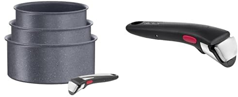 Tefal Ingenio Lot de 3 casseroles 16/18/20 cm + poignée amovible, Induction & Ingenio Poignée amovible noire, Empilable, Amovible, Verrouillage sécurité 3 points, Garantie 10 ans, Expertise L9863302