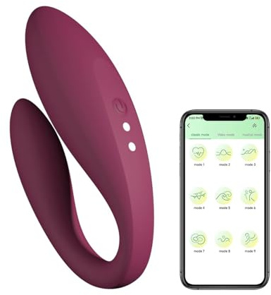 LZMYZ Doppelkopf Vibrator App-Steuerung mit 10 Vibrationsmodi Vibratoren für Sie Klitoris G-Punkt Stimulation Paarvibrator Partner Doppel Dildo Anal Vibratoren Sexspielzeug für Frauen Paar(APP)