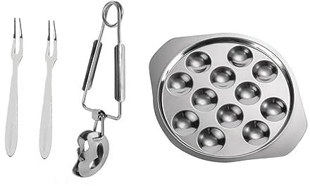 HOLIDYOYO Kit de Service D'escargots 4 Pièces Assiette à Pince à Escargots Plaque de Cuisson Fourchette pour Escargots Plats de Pâtisserie Aux Fruits de Mer