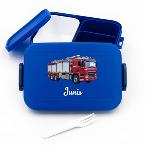 Geschenkfreude personalisiert Brotdose Kinder für Mepal 900ml - Feuerwehr | Schule, Kindergarten, Einschulung, für Jungen, spülmaschinenfest, mit Fächern, mit Bento-Einsatz, Lunchbox Kinder, Vesperdose
