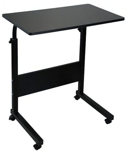 FS-PINGXIANG Height Adjustable Mobile Table 40x60-(68-88) cm Height Adjustable Laptop Table Workstation Laptop Overbed Multi Table with Metal Frame & Rolling Castors, Black