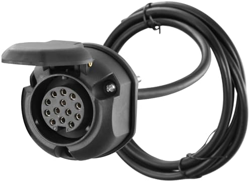 AGRISHOP 13 Pin Trailer Socket with Pre-wired 2 M Cable 12v Trailer Adapter 13 Core Towing Hitch Wiring Harnes