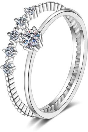 Epinki Weißgold 585 Trauringe, Klassiker Rund 0.1ct Labor Erstellt Diamant Bandringe, 14K Damen Pärchen Ringe Echt Gold Schmuck, Gr.58 (18.5)