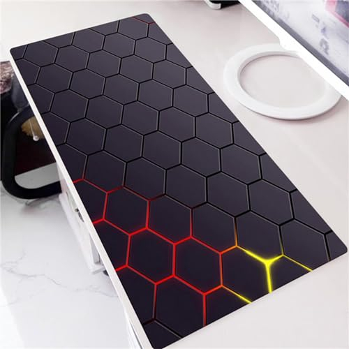 Schwarz Rot Geometrisch Gaming Mauspad XXL 1200x600x2mm Mousepad Groß rutschfest Schreibtischunterlage Spezielle Oberfläche zur Verbesserung von Präzision und Geschwindigkeit für Büro und Zuhause