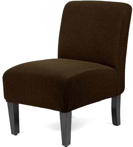 Dazzluxe Armlehnstuhl Bezug, Stretch-Jacquard-Stuhlhussen Mit Elastischer Unterseite, Abnehmbare, Einfarbige Stuhlhussen, Möbelschutz Für Wohn- Und Esszimmer,Brown2