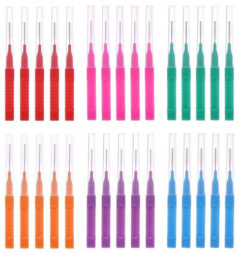 YPYMOD 30 Pcs Interdental Brushes, Teeth Cleaner, Tooth Cleaning Tool for Cleaning Gaps Between Teeth(6 Colors)