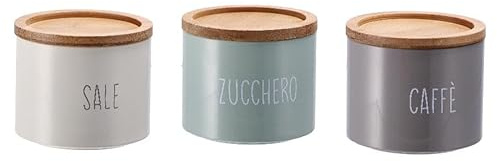 AD TREND 1 Pezzo Barattolo da Cucina in Latta con Tappo in Bamboo 11 x 9,5 cm 3 Modelli