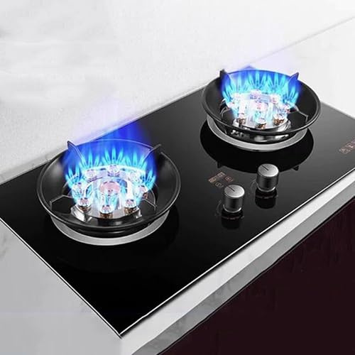 Portátil Estufa Gas - Vidrio Templado Estufas, Estufas Gas Dobles Sobremesa Y Empotradas, Con Temporizador Inteligente, Estufa Gas Bajo Consumo, Cocina Doméstica Doble Potencia Fuego(LPG(Left 4.5kw/ri