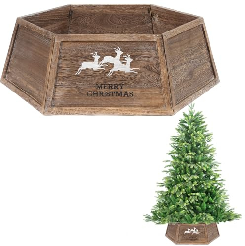 80 cm Weihnachtsbaumrock Faltbare Holzkiste Weihnachtsbaum Ständer Basis Abdeckung Baumkragen Stamm Korb Ring für Baumschmuck