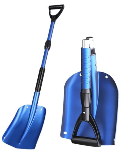 Pelle à Neige Pliable pour Le déneigement avec poignée en D et poignée rétractable en Aluminium Pelle à Neige d'urgence pour Voiture, Camion, véhicule récréatif