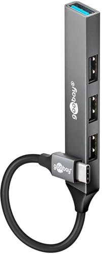 goobay Hub a 4 porte USB C 3.2 Slim/Multimaschio, splitter / 5 Gbit/Slim C a 4 prese A Multiport Adattatore 3.0/74457