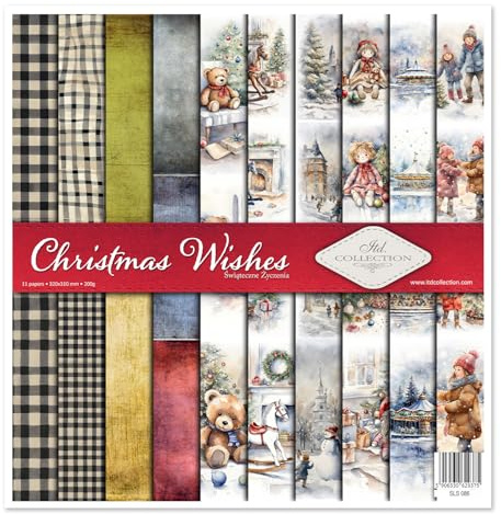 ITD Collection - Carta Scrapbook – Set di scrapbooking – Carta decorativa per fai da te – 310 x 310 mm – 10 fogli + 1 – Christmas Wishes – SLS-086